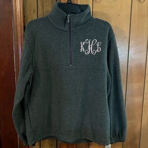 Harriton Women's 1/4-Zip Fleece Pullover Monogram ‘kHl’ Elastic Cuffs Gray Small